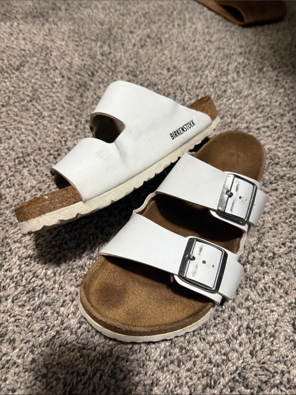 Birkenstock Kids White Double-Buckle Slide Sandals